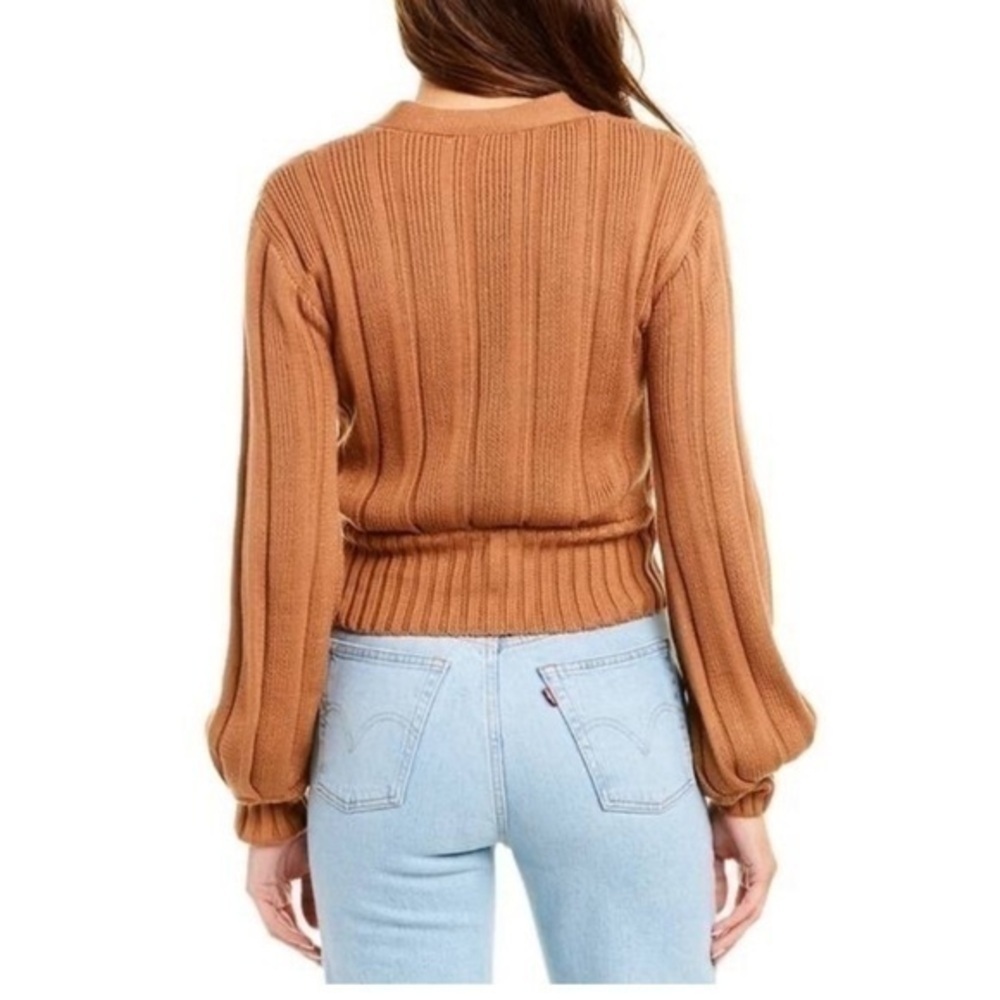ASTR The Label Evie Surplice Wrap Ribbed Tan Sweater​ - Picture 2 of 10